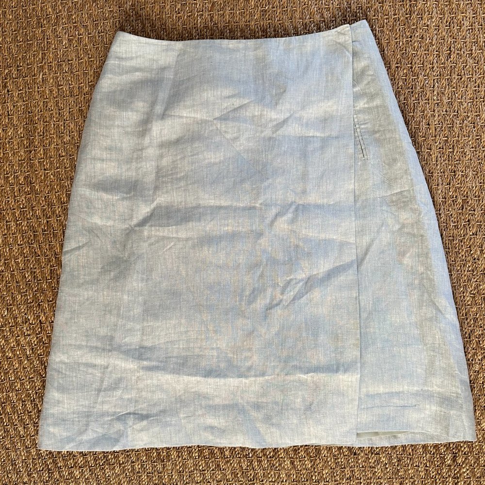 TSE Wrap Skirt in Linen, Fully Lined, Made in Italy, Vintage, Size 6